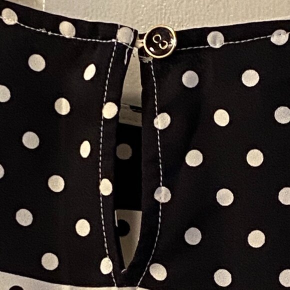 NWT Talbots Sz L Womens Blouse Sleeveless Black/White Polka Dot - Picture 6 of 10
